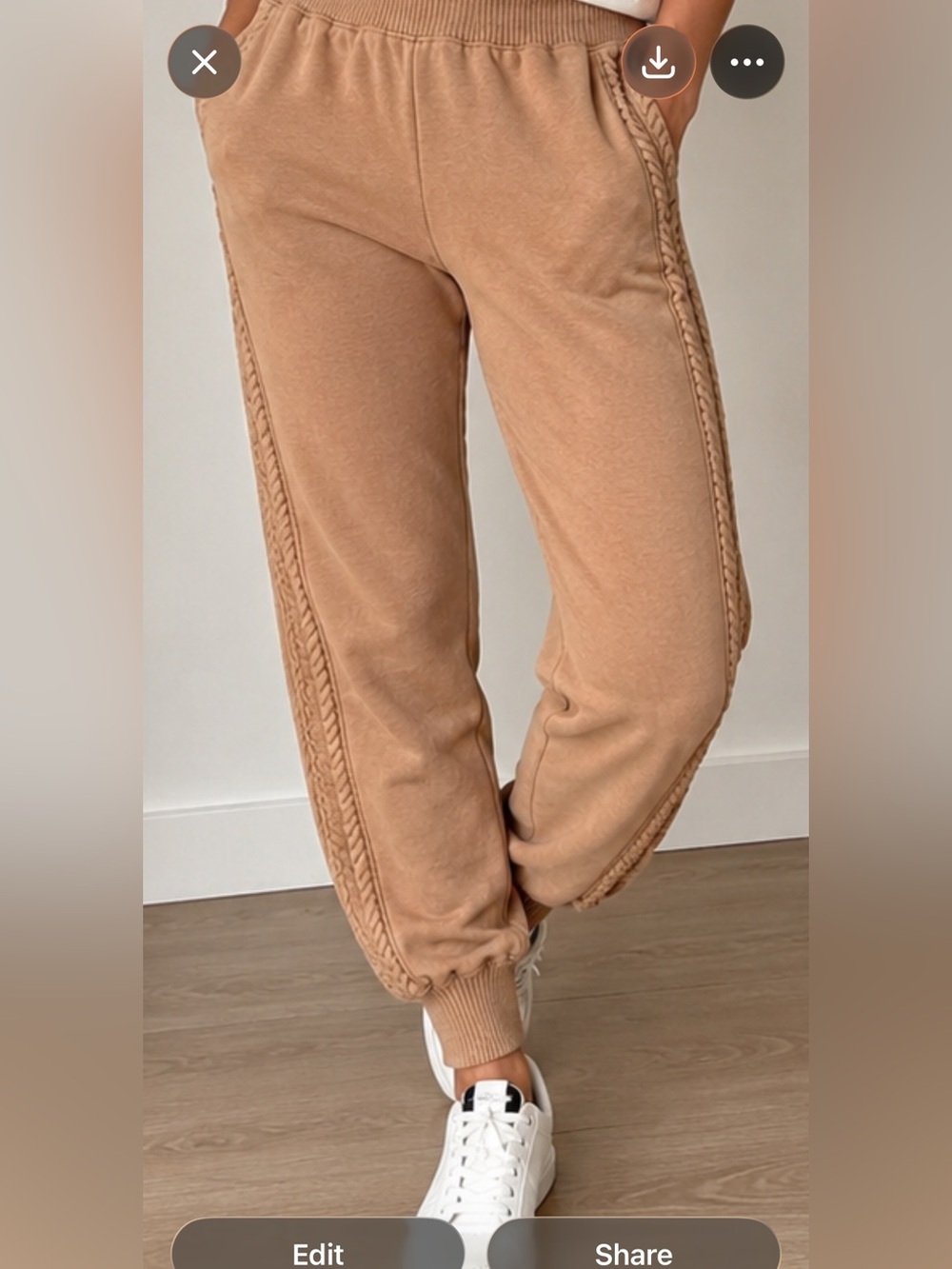 Cozy Camel Knit-Trim Joggers